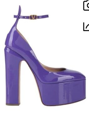 ONE SHOE Valentino Garavani Glossy Purple Platform Heels 38 1/2
